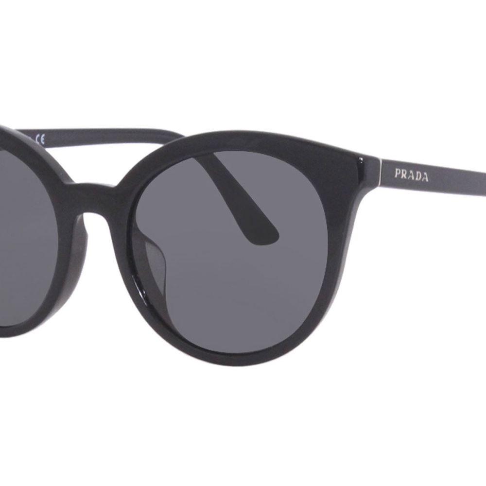 Prada Black Round Sunglasses with Dark Gray Lenses